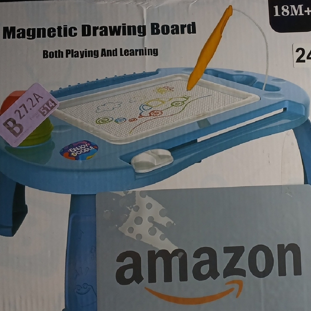 Amazon Blue Magnetic Drawing Board with Yellow Stylus